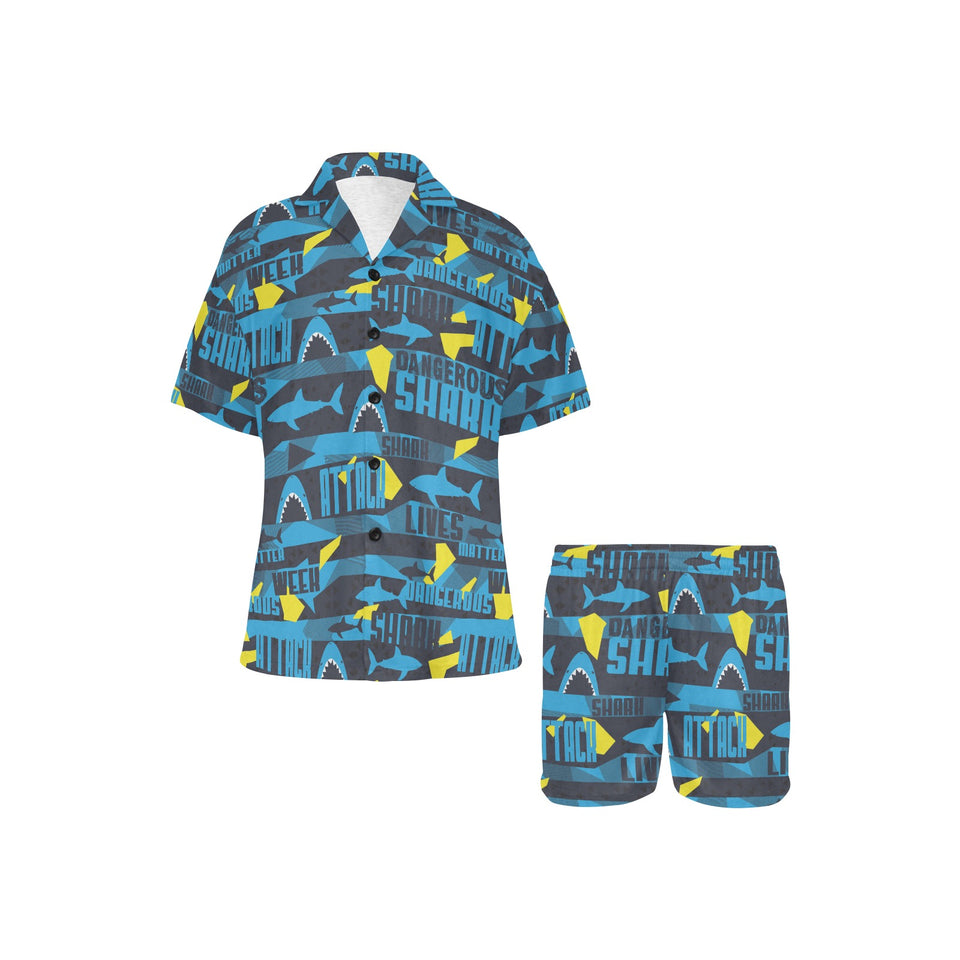 Shark dangerous Women's V-Neck Short Pajama Set