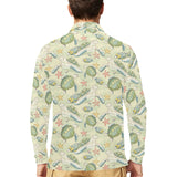 Hand drawn sea turtle fish pattern Men's Long Sleeve Polo Shirt