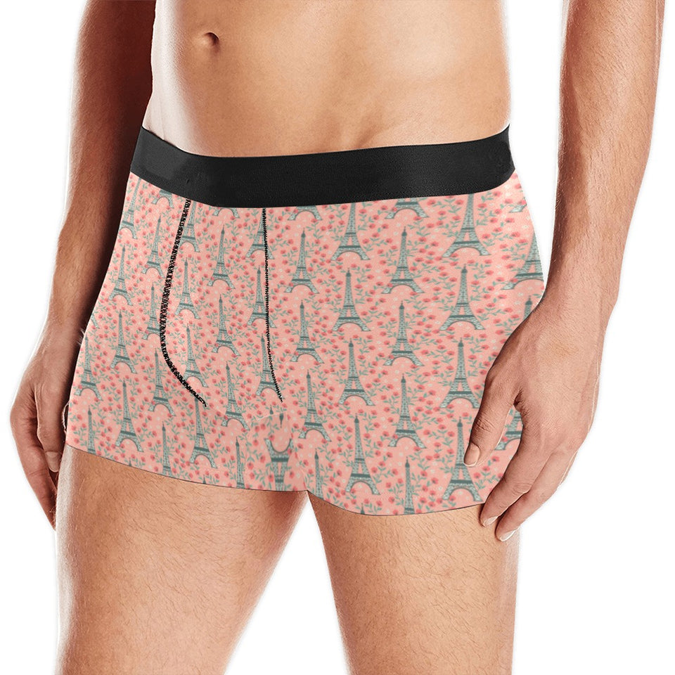 Eiffel Tower Flower Pattern Design 03 Men's All Over Print Boxer Briefs Men's Underwear