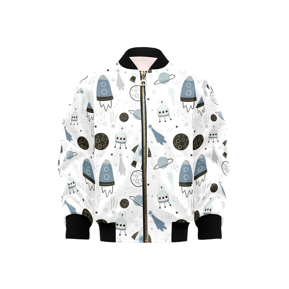 Hand drawn space elements space rocket star planet Kids' Boys' Girls' Bomber Jacket