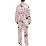 Cows milk product pink background Men's Long Pajama Set