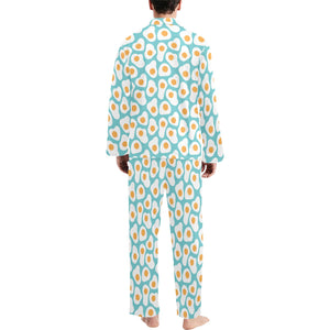 Fried Eggs Pattern Print Design 04 Men's Long Pajama Set