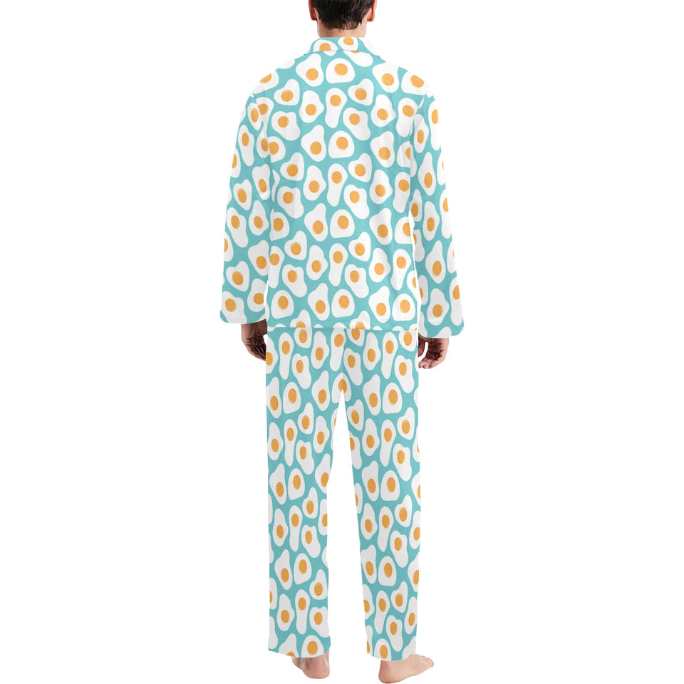Fried Eggs Pattern Print Design 04 Men's Long Pajama Set