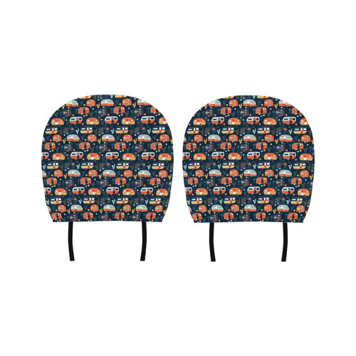 Camper Van Pattern Print Design 05 Car Headrest Cover