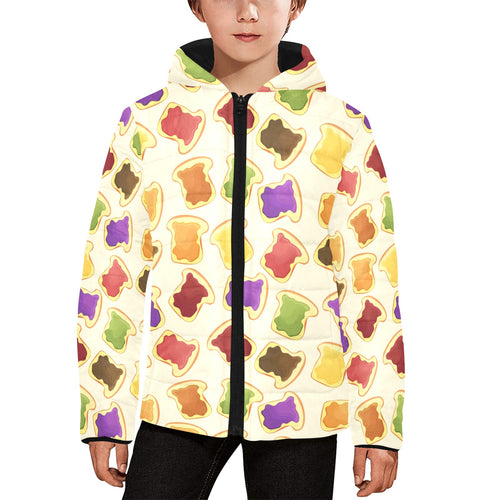 Bread Toast Pattern Print Design 02 Kids' Boys' Girls' Padded Hooded Jacket