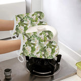 White orchid flower tropical leaves pattern Heat Resistant Oven Mitts