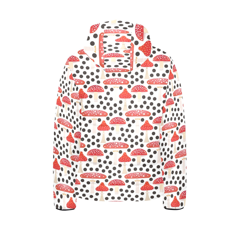 Red mushroom dot pattern Kids' Boys' Girls' Padded Hooded Jacket
