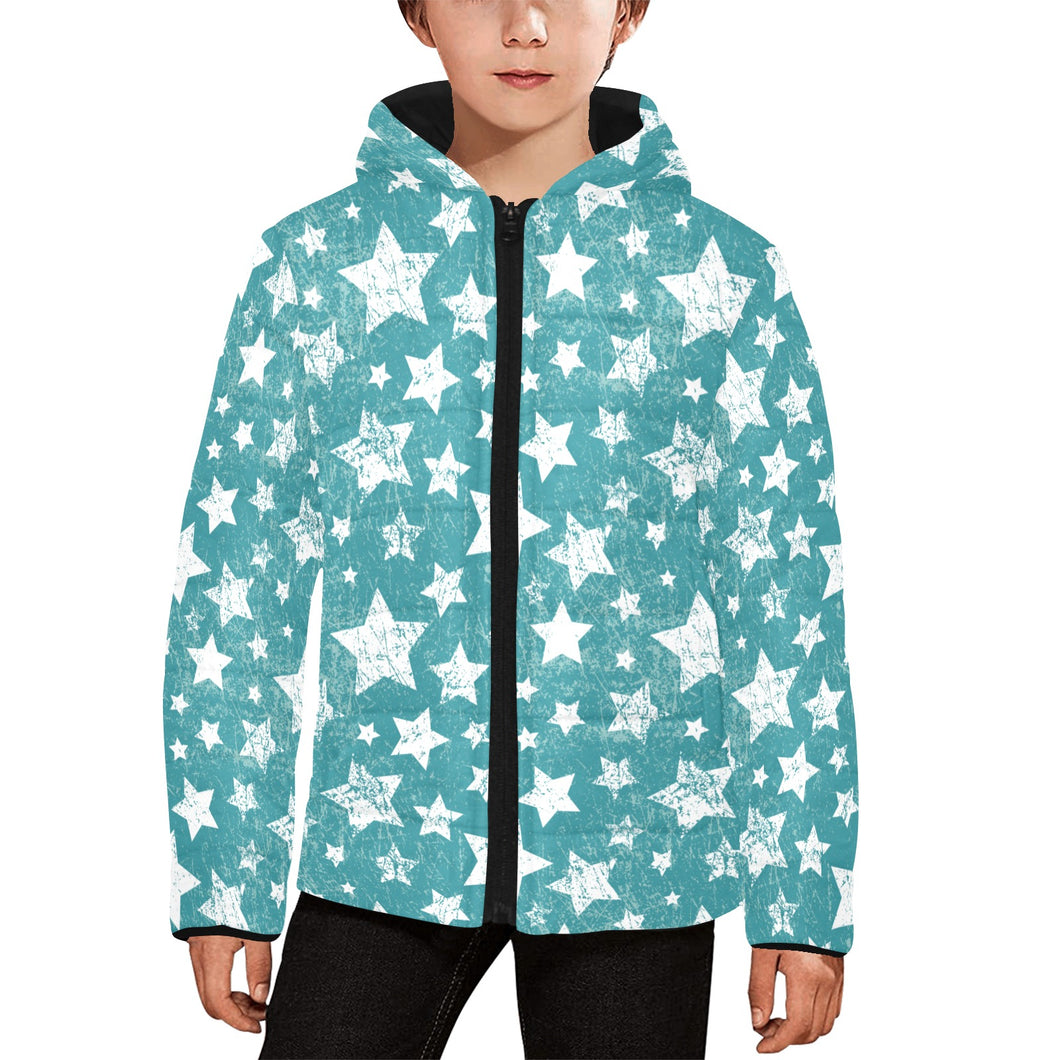 Vintage star pattern Kids' Boys' Girls' Padded Hooded Jacket