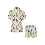 Cute rooster chicken cock Women's V-Neck Short Pajama Set