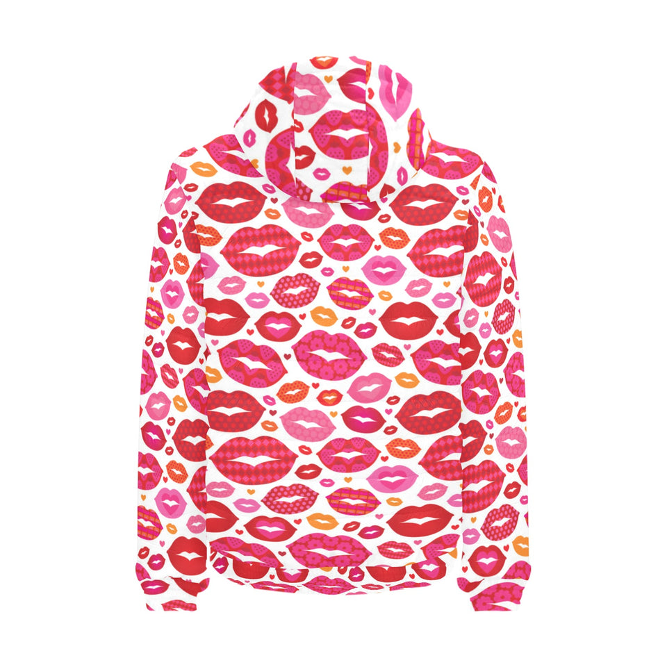 Lips Pattern Print Design 01 Men's Padded Hooded Jacket