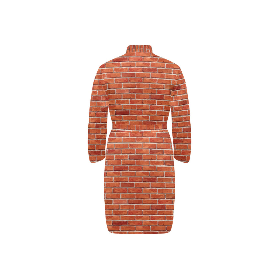 Brick Printed Pattern Print Design 03 Men's Long Sleeve Belted Night Robe