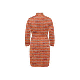 Brick Printed Pattern Print Design 03 Men's Long Sleeve Belted Night Robe