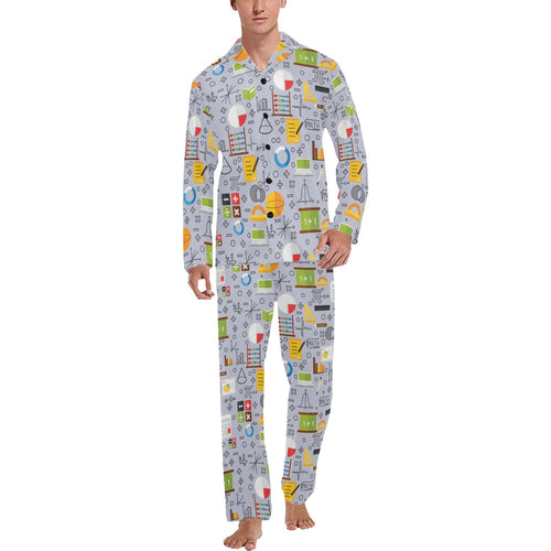 Math Pattern Print Design 04 Men's Long Pajama Set
