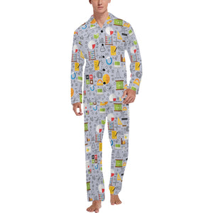 Math Pattern Print Design 04 Men's Long Pajama Set
