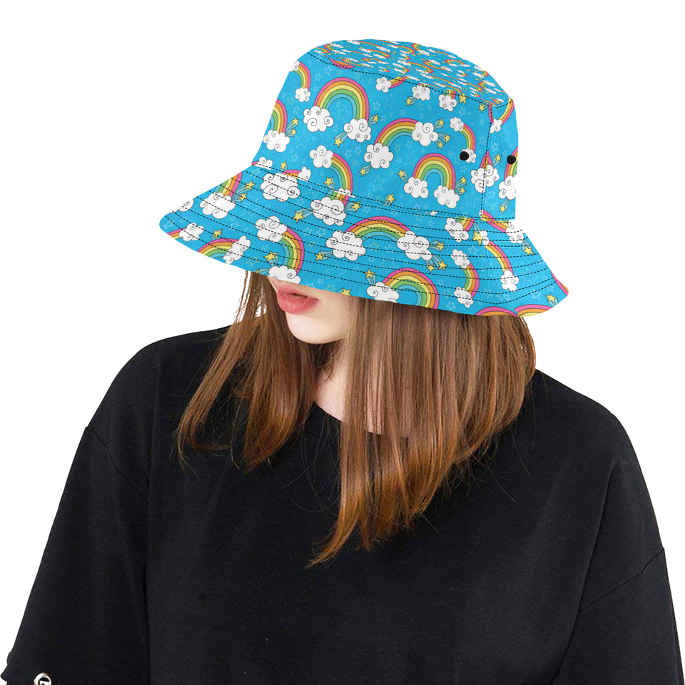 Rainbows Sky Clouds Pattern Unisex Bucket Hat