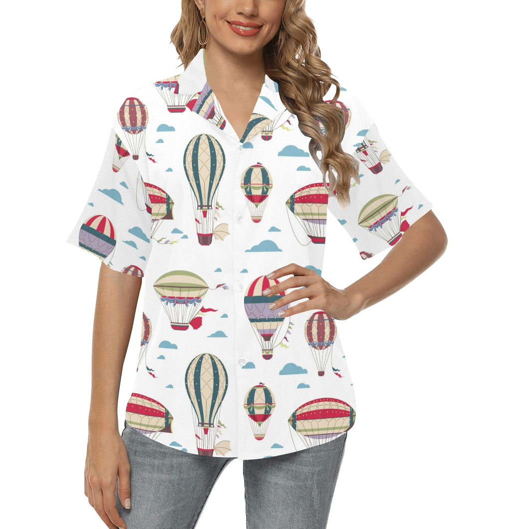 Hot air balloon pattern Women's All Over Print Hawaiian Shirt