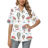 Hot air balloon pattern Women's All Over Print Hawaiian Shirt