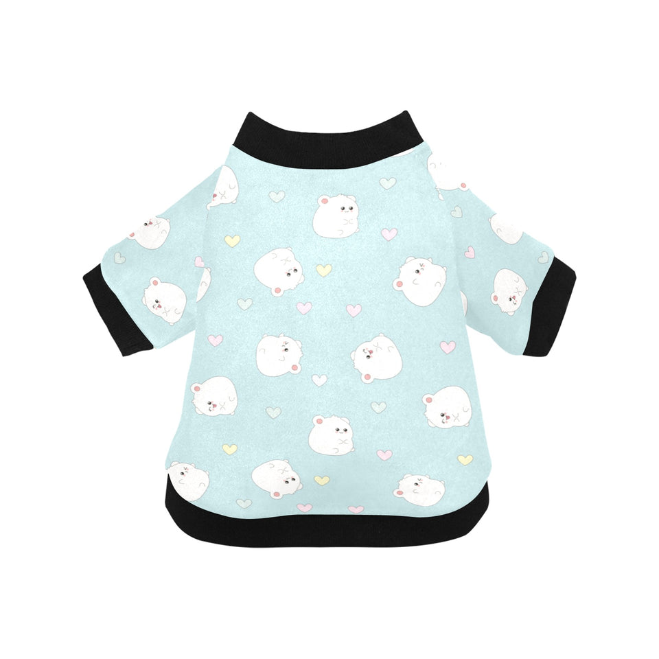 White cute hamsters heart pattern All Over Print Pet Dog Round Neck Fuzzy Shirt