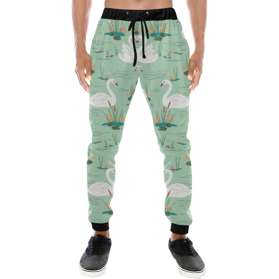 White swan lake pattern Unisex Casual Sweatpants