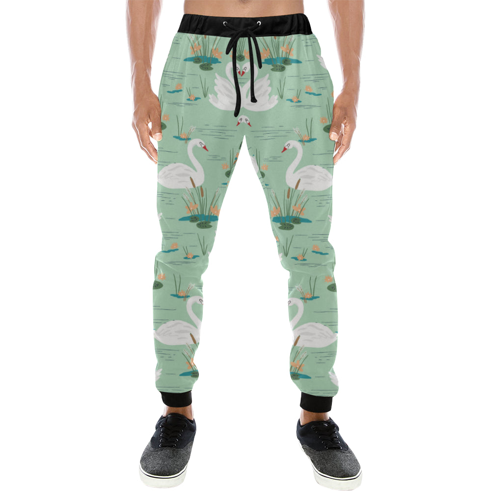 White swan lake pattern Unisex Casual Sweatpants