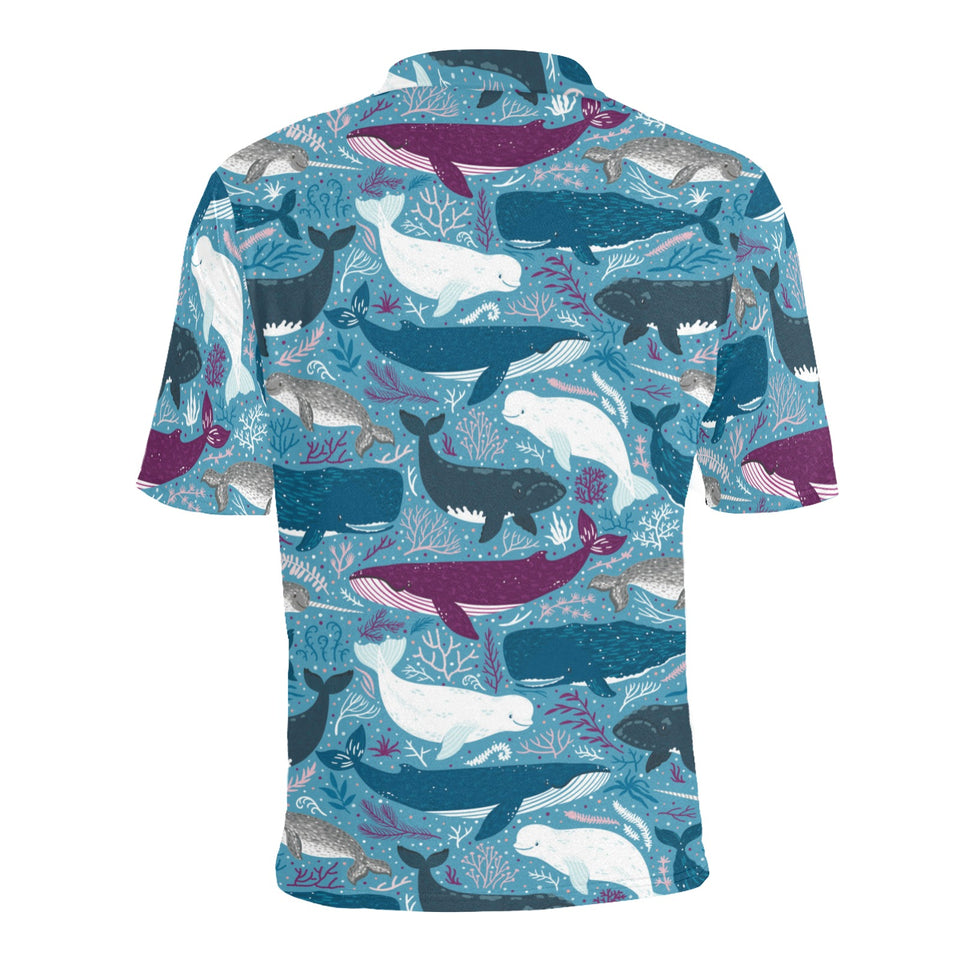 Whale design pattern Men's All Over Print Polo Shirt