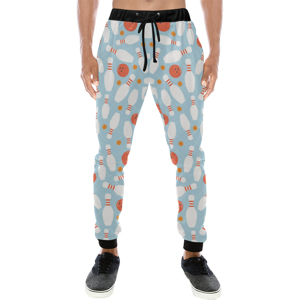 Bowling ball bowling pins blue blackground Unisex Casual Sweatpants