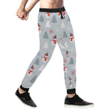 Snowman christmas  tree snow gray background Unisex Casual Sweatpants