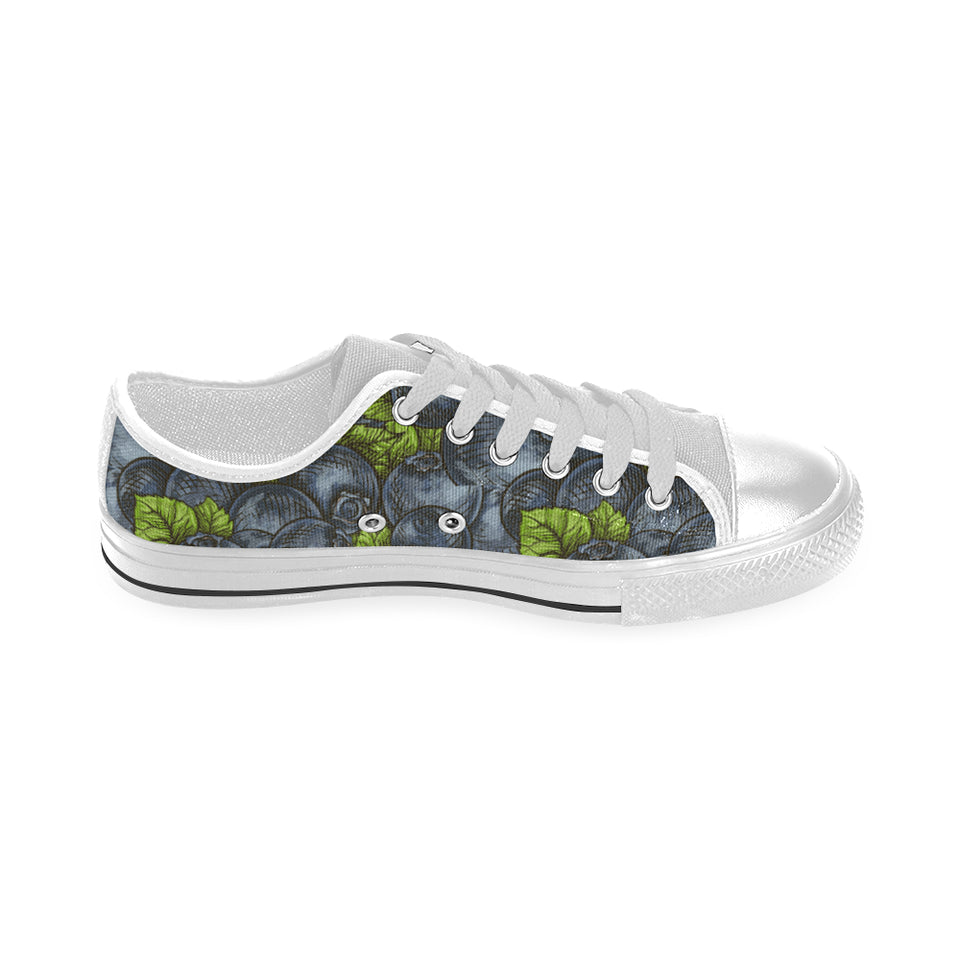 blueberry pattern Men's Low Top Shoes White