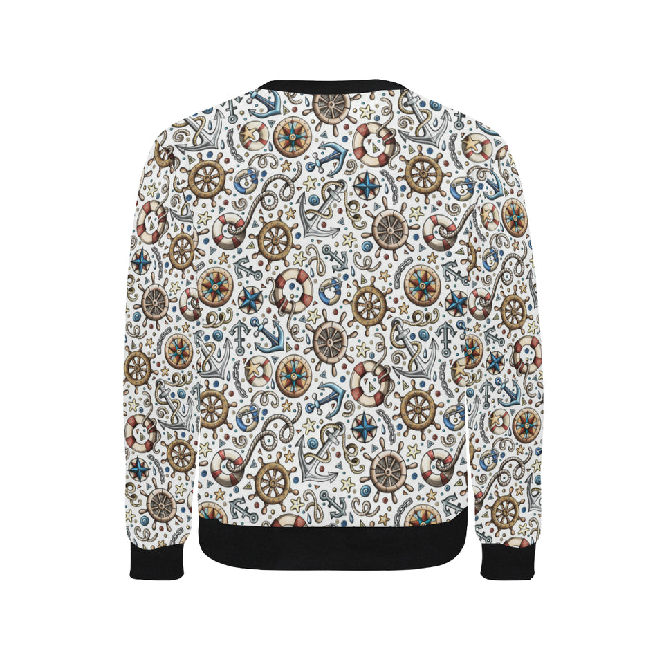 Cute nautical steering wheel anchor pattern Men's Crew Neck Sweatshirt