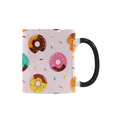 Donut pattern glaze pink background Morphing Mug Heat Changing Mug