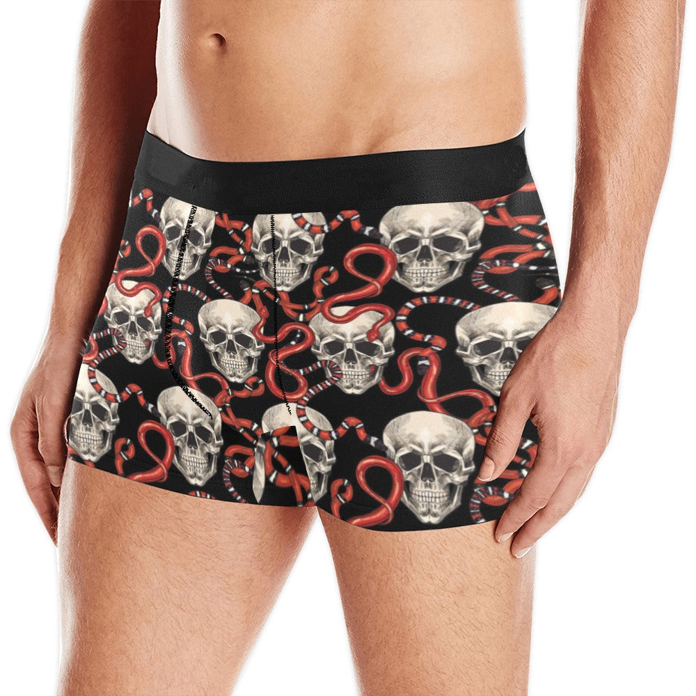 Red snake skull pattern Men's All Over Print Boxer Briefs Men's Underwear