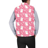 Maneki neko cat sakura pink background Men's Padded Vest