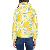 lemon design pattern Women's Padded Hooded Jacket