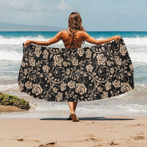 Rose Pattern Print Design 04 Beach Towel