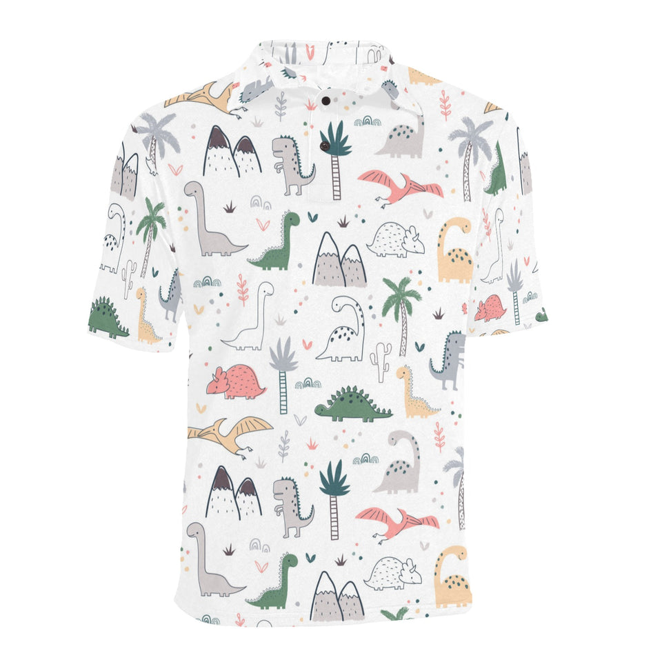 Cute cartoon dinosaurs tree pattern Men's All Over Print Polo Shirt