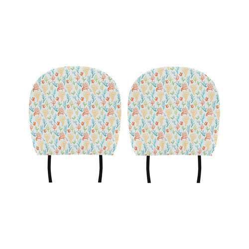 Coral Reef Pattern Print Design 02 Car Headrest Cover