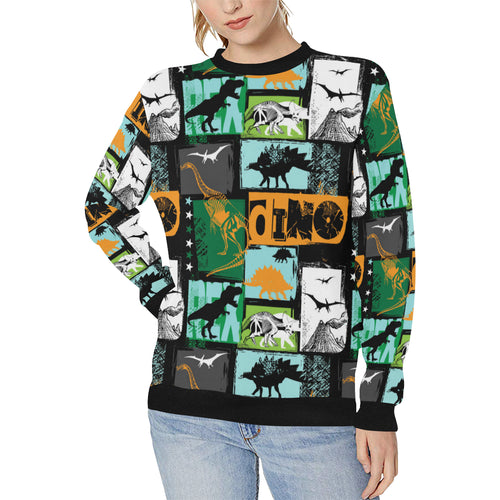 dinosaurs print pattern Women's Crew Neck Sweatshirt