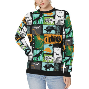 dinosaurs print pattern Women's Crew Neck Sweatshirt