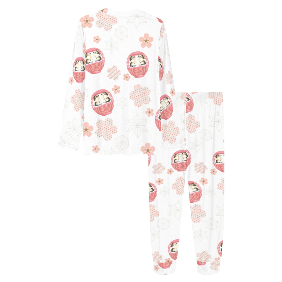Daruma japanese wooden doll cherry blossom flower Women's All Over Print Pajama Set