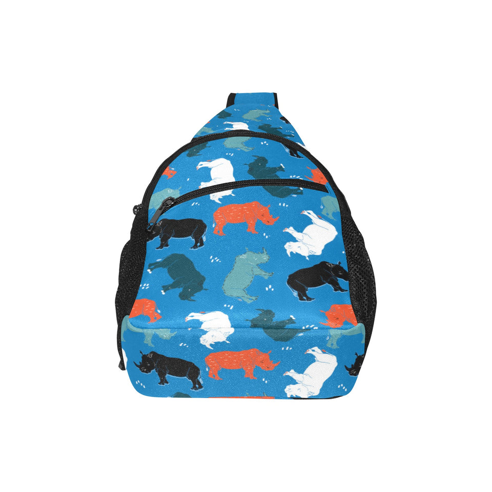 Colorful rhino pattern All Over Print Chest Bag