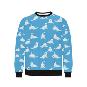 Cute sea lion seal pattern background Men's Crew Neck Sweatshirt