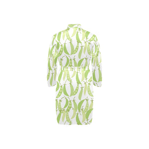 Green Peas Pattern Print Design 03 Men's Long Sleeve Belted Night Robe