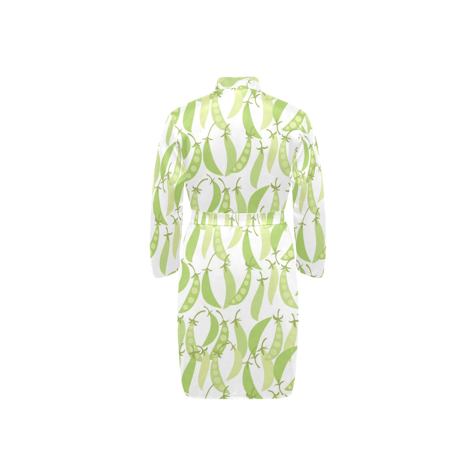 Green Peas Pattern Print Design 03 Men's Long Sleeve Belted Night Robe
