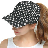 Cute white rabbit polka dots black background All Over Print Snapback Cap