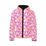 Hibiscus Pattern Print Design 01 Kids' Boys' Girls' Padded Hooded Jacket