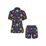 Colorful halloween background Women's V-Neck Short Pajama Set