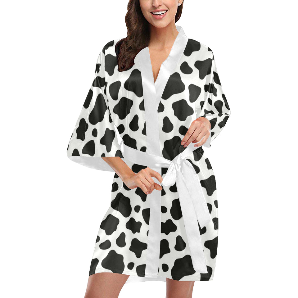 Cow skin pattern Women's Short Kimono Robe