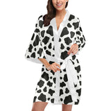Cow skin pattern Women's Short Kimono Robe