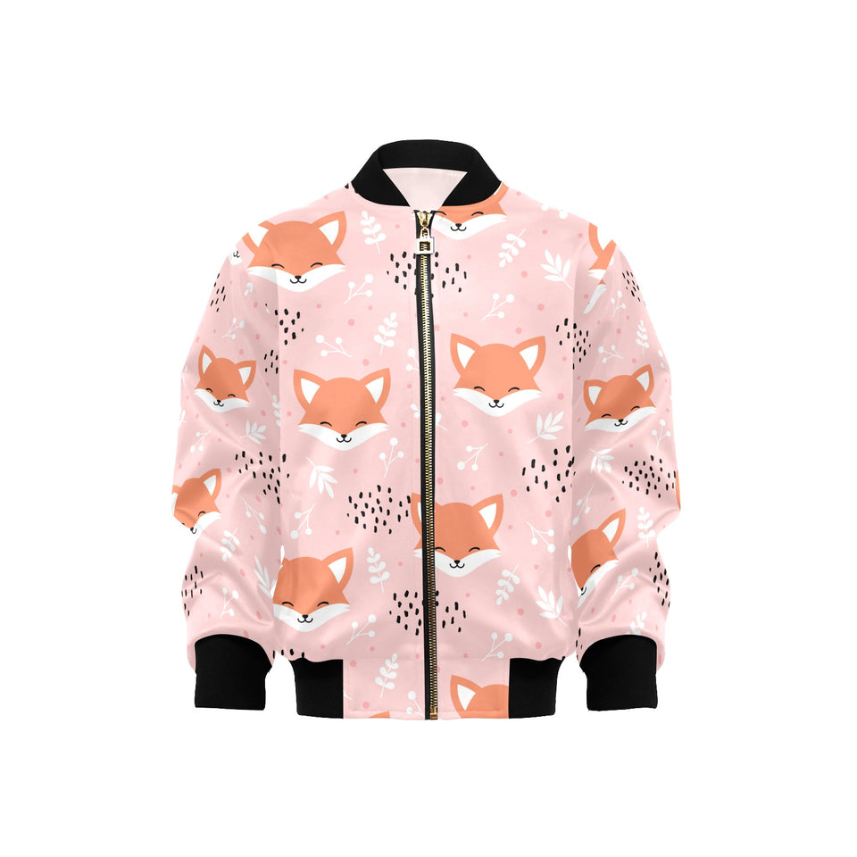 Cute fox pattern pink background Kids' Boys' Girls' Bomber Jacket
