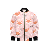 Cute fox pattern pink background Kids' Boys' Girls' Bomber Jacket
